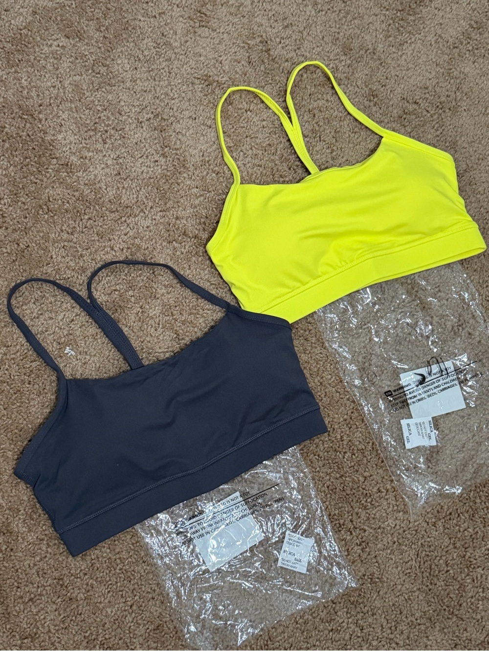 Bundle Seamless Strappy Sports Bralette Bras- Electric Lemon & Charcoal